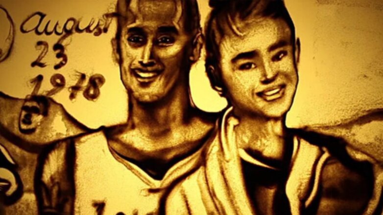 Крымская художница песком изобразила историю жизни Коби Брайанта