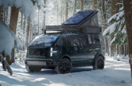 В США представили электрический пикап с бортами, раскладывающимися в рабочие столы