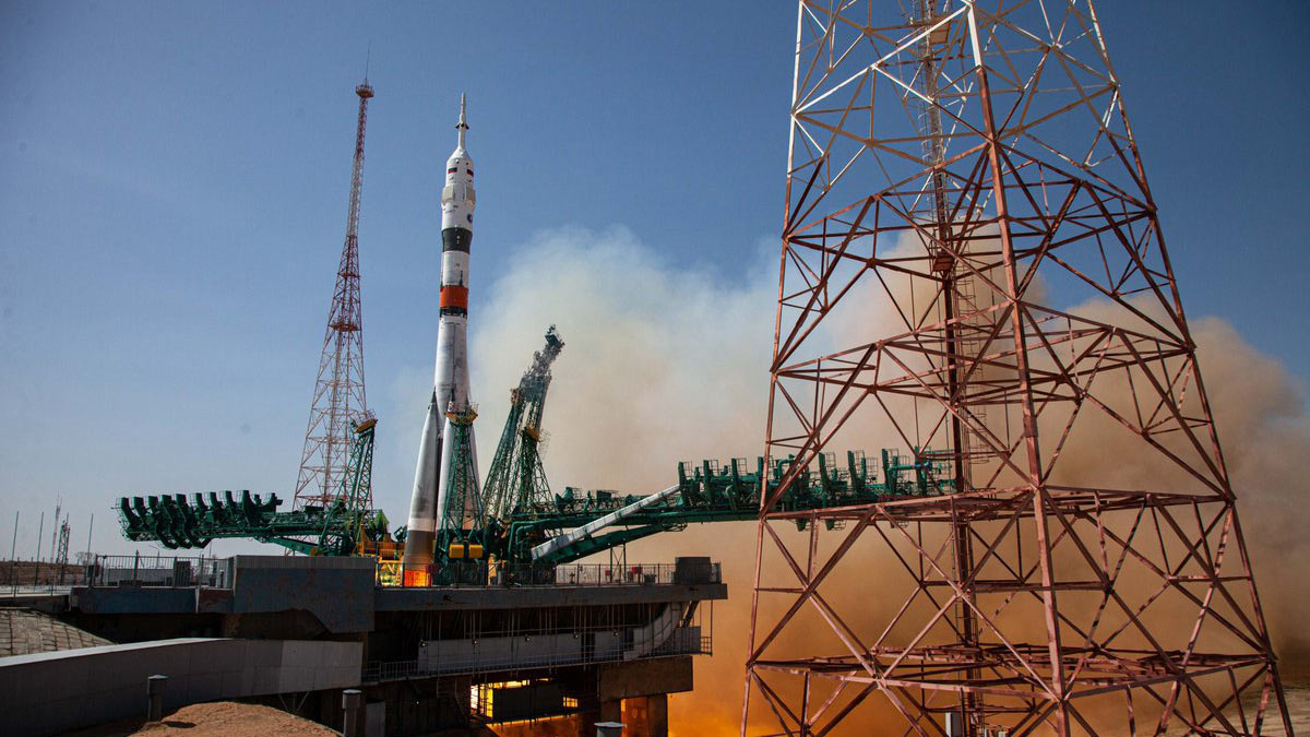 Пуск ракеты на космодроме Байконур