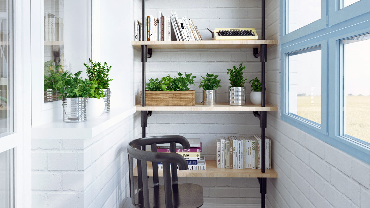 Уютная зона отдыха на балконе