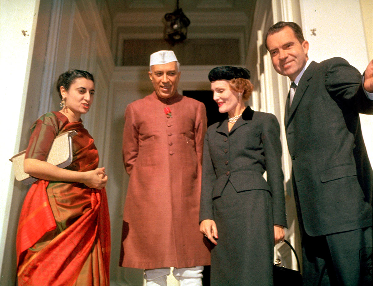 Индира Ганди, Джавахарлал Неру, Пэт Никсон и Ричард Никсон