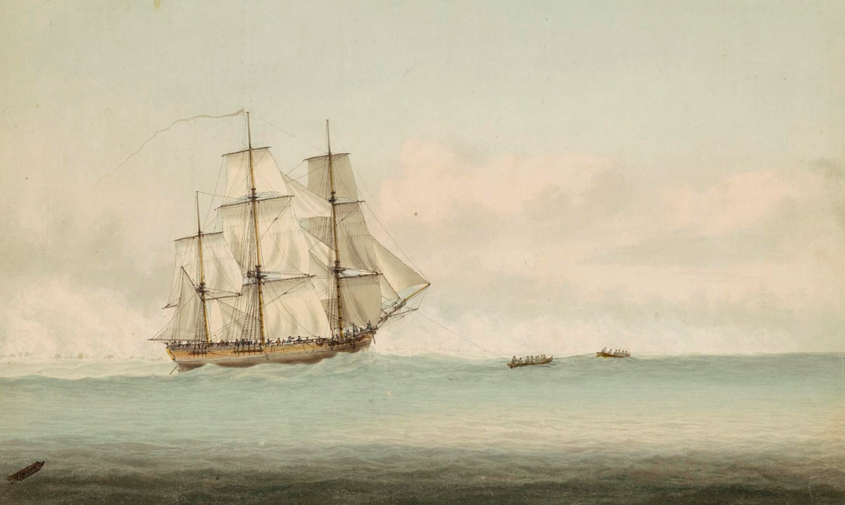 Корабль "Индевор" возле берегов Новой Голландии