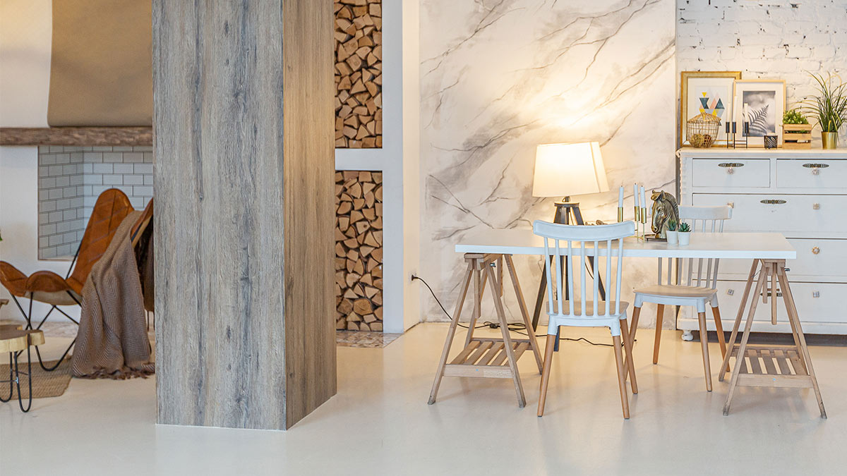 Дерево и мрамор в интерьере