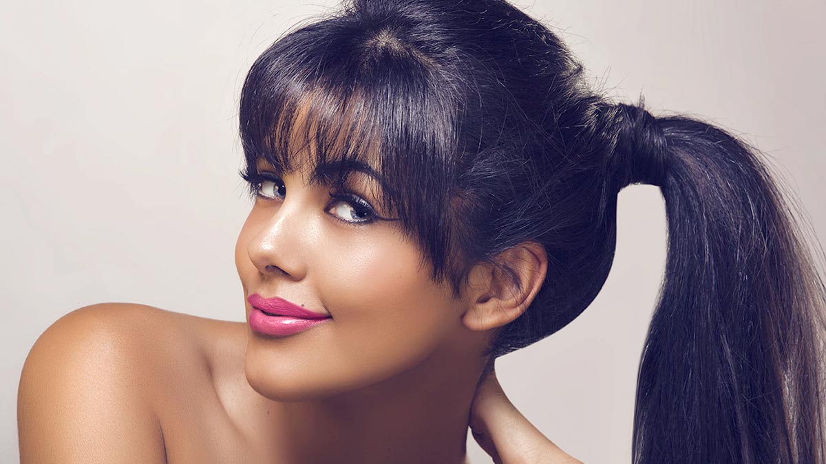 Стрижка с тонкой челкой