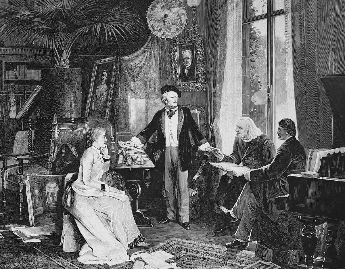 Рихард Вагнер и Козима Вагнер вместе с Листом и Хансом фон Вольцогеном в их доме, Байройт, Германия