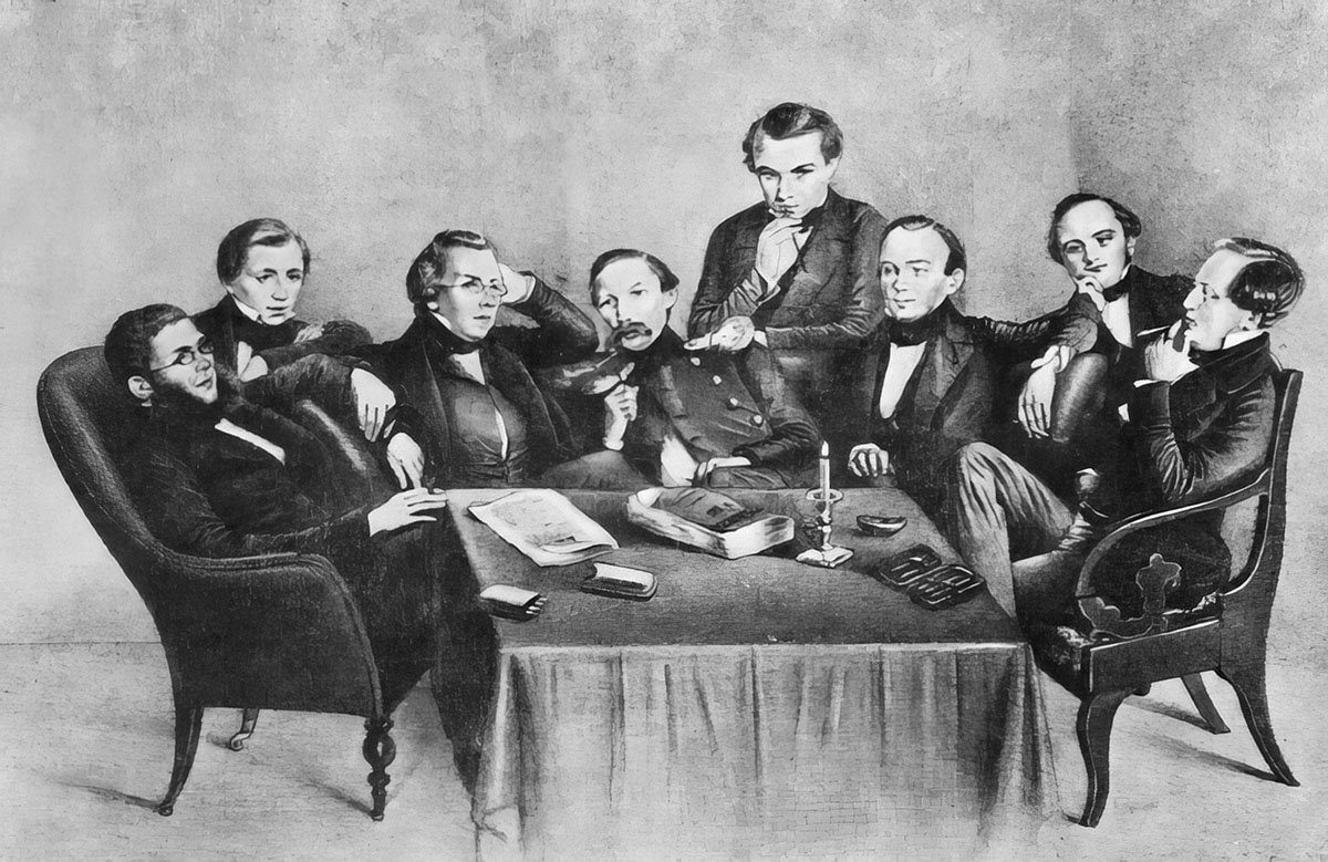 И.С. Аксаков в группе лиц, участвовавших в исследовании раскольничьей сексты бегунов (крайний справа).