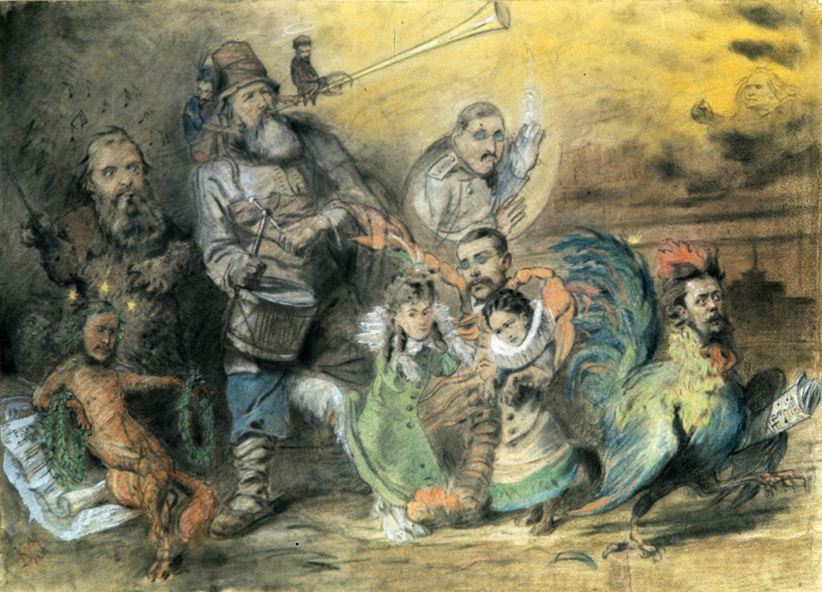 Шуточный рисунок «Могучая кучка»