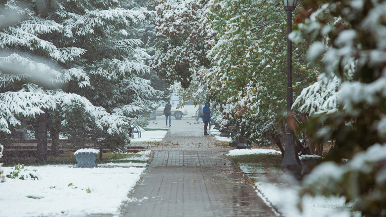 Циклон принес в Кузбасс арктический воздух, мокрый снег и заморозки