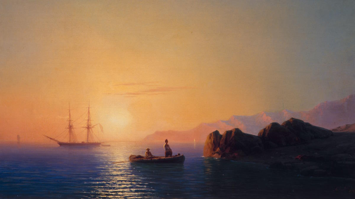 Картина Ивана Константиновича Айвазовского "Закат солнца у крымских берегов"
