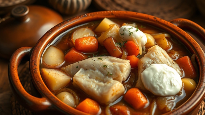 Готовим в горшочках: ароматная щука с овощами и сметаной