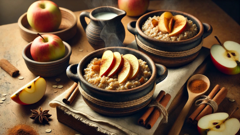 Готовим в горшочках: овсянка с яблоками и цукатами