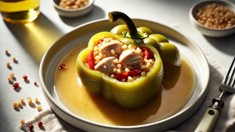 Перец, фаршированный булгуром, куриным фаршем и овощами: сытное и полезное блюдо