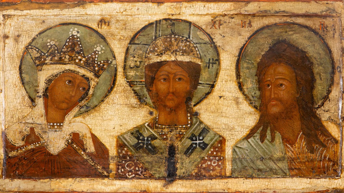 Деисус. Икона ярославской иконописной школы. Вторая половина XVII века. На стене галереи Tóth Ikonen
