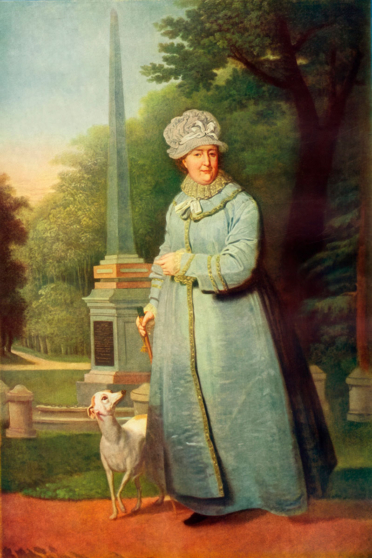 Картина Владимира Боровиковского "Екатерина II на прогулке в Царскосельском парке"