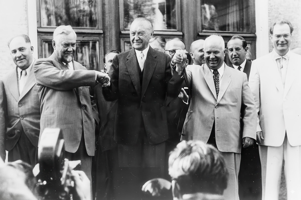 Визит Аденауэра в Москву Хрущев Булганин