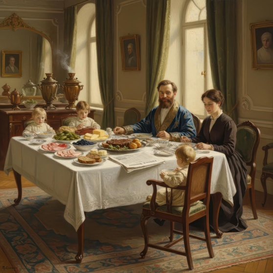 Завтрак в семье Облонских (иллюстрация к роману Льва Толстого «Анна Каренина»)