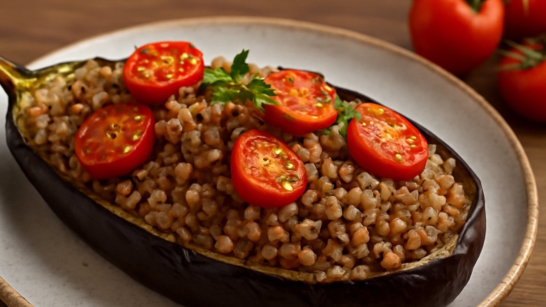 Фаршированные гречневой кашей баклажаны