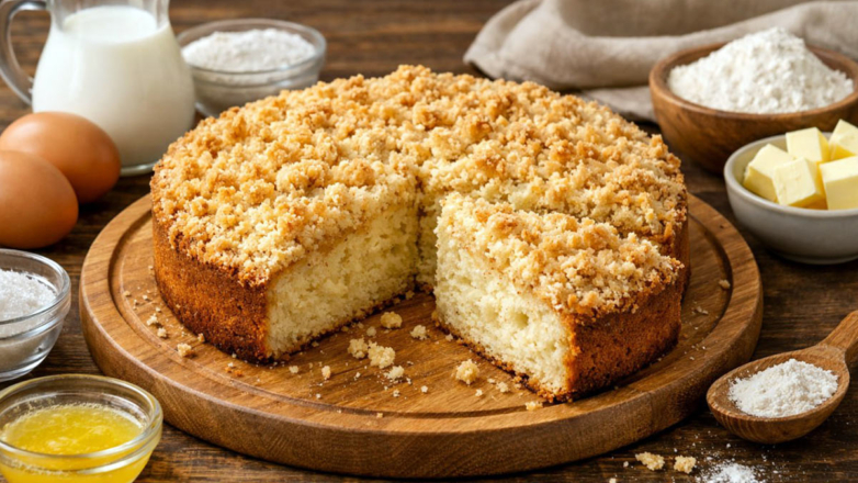 Смешала кефир с содой и получила нежнейший пирог: кефирник "Минутка" с хрустящей крошкой